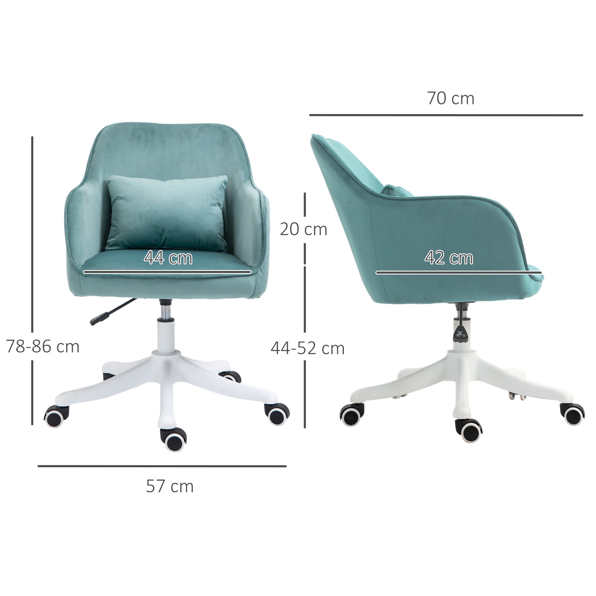 Vinsetto Living Room Swivel Chair, Massage Office Desk Chair with Lumbar Cushion, Armrests, Green