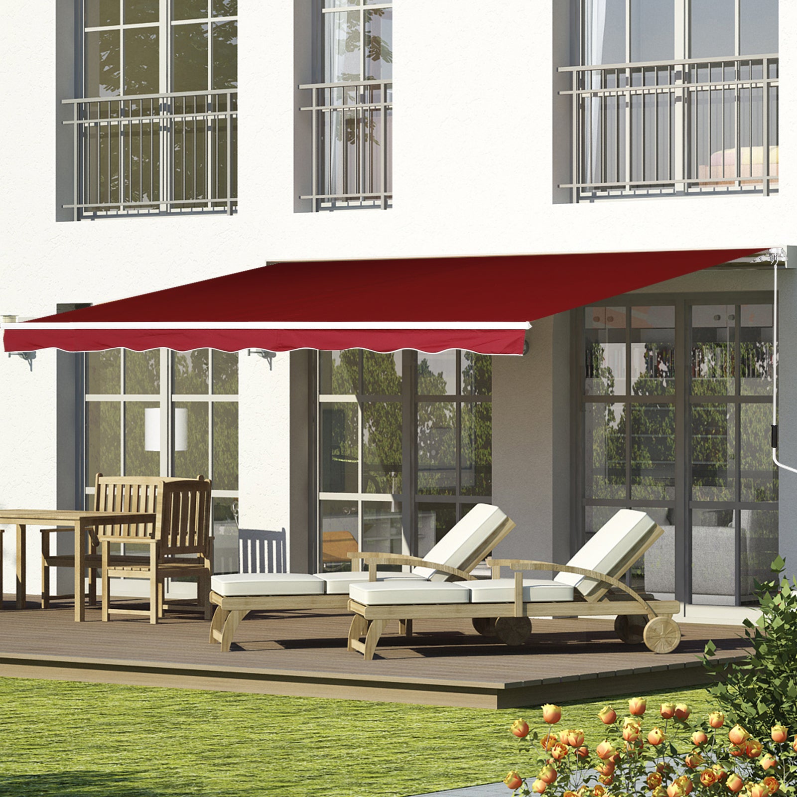 Manual Retractable Patio Awning Shelter, UV Protection 2.5x2m