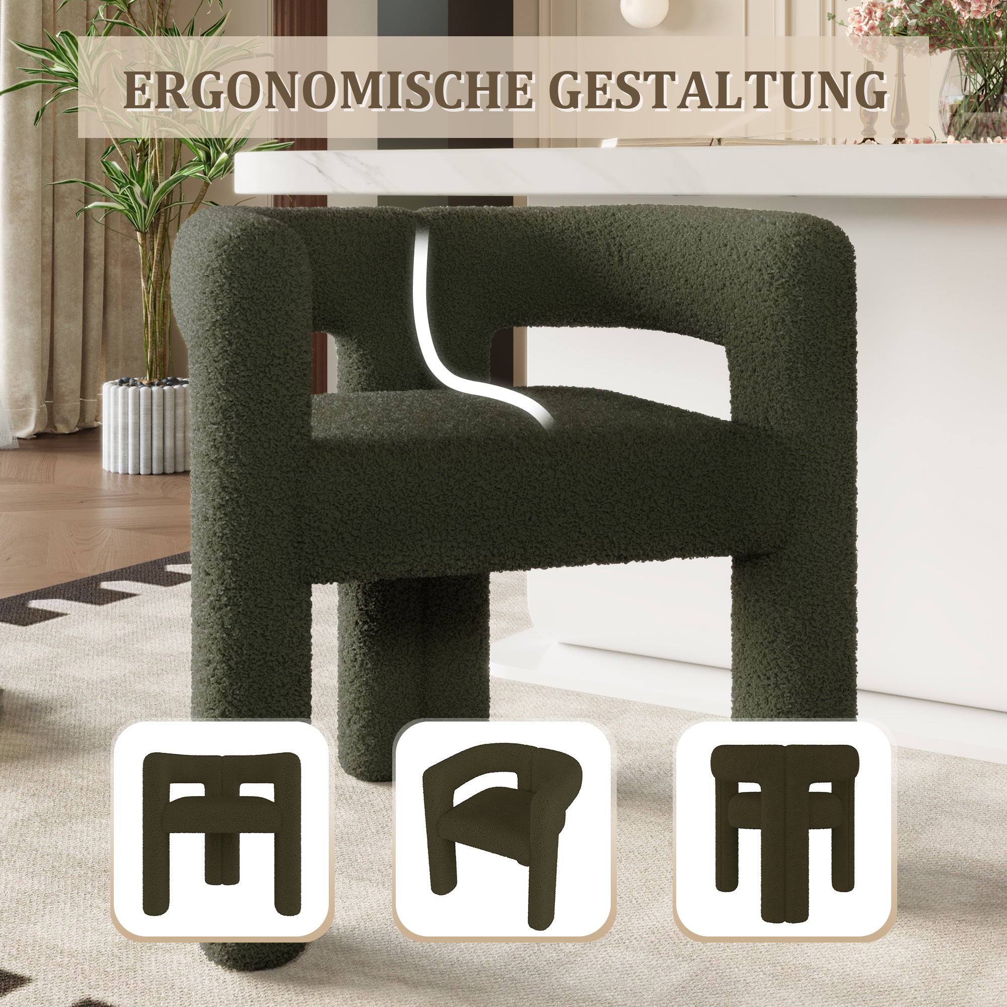 Ergonomic Armchair, Premium Teddy Pile, Modern All-rounder