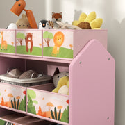 3-Tier Kids Toy Storage Unit with 6 Removable Storage Boxes, Pink