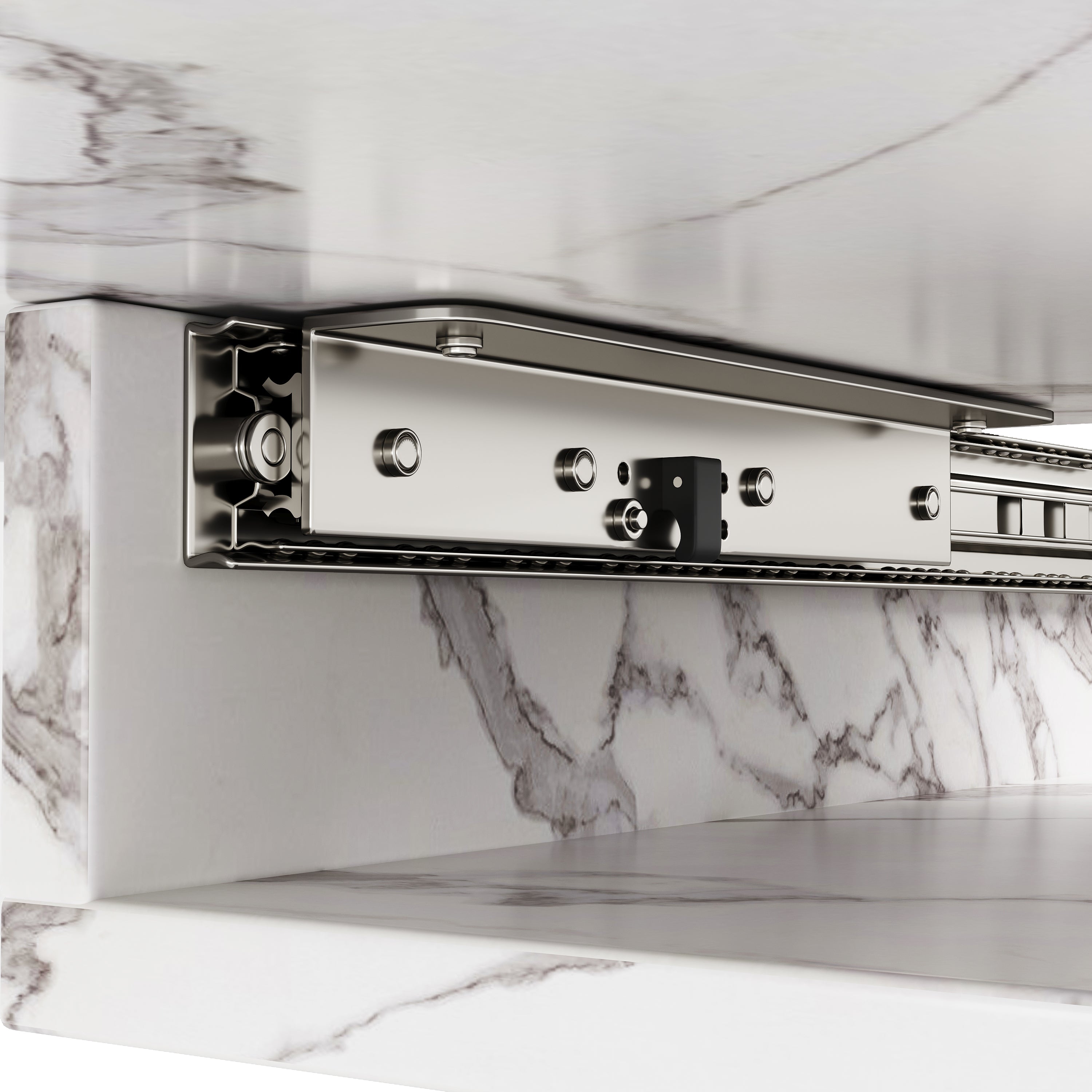 Telescopic Dining Table 120-160cm Extendable Black Crossed Legs - White Marble