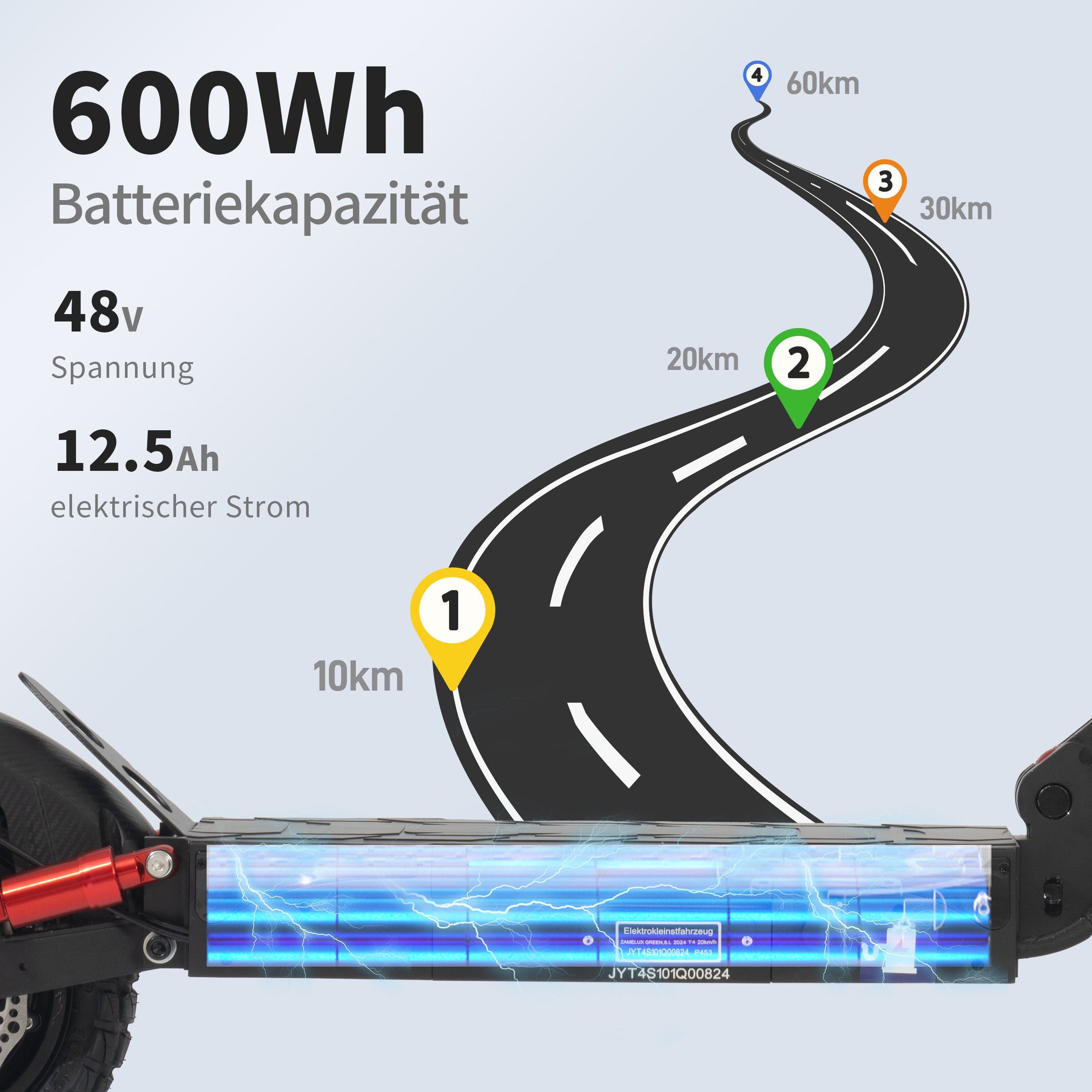 E-Scooter 10-Inch Foldable Road Legal 60km Range 500W Double Shock