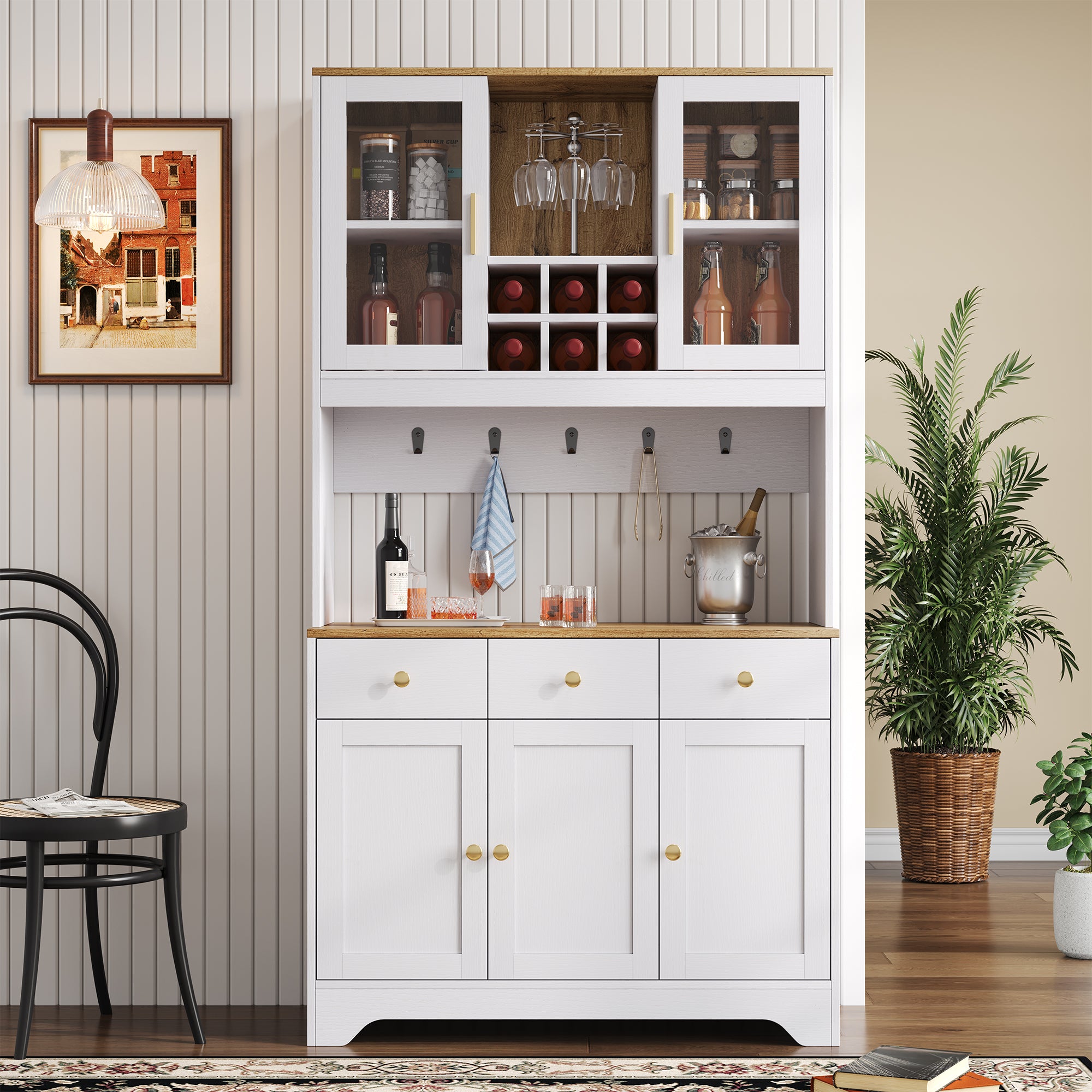 Sideboard Tall Cabinet 94.5x30x175.5 cm White Wood Grain
