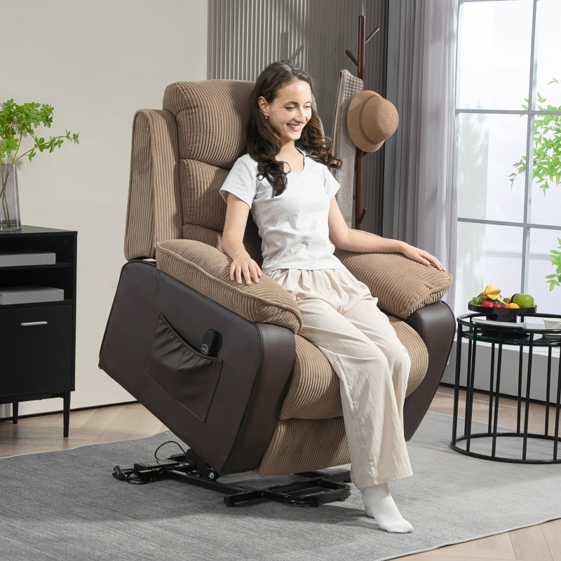 Power Lift Recliner Chair for Elderly Oversized Electric Riser and Recliner Brown