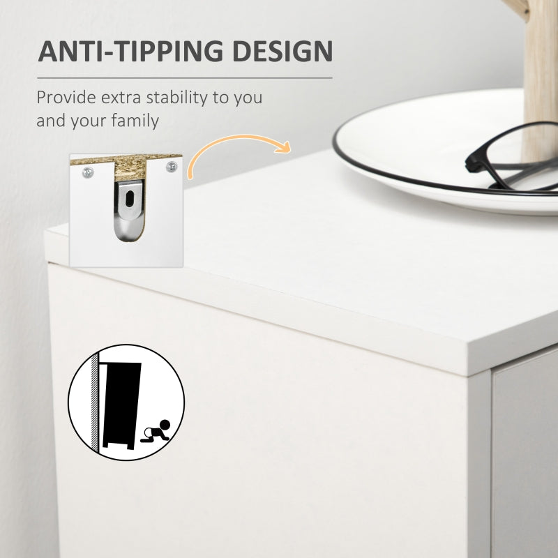 Three Drawer Shoe Storage Cabinet, Slim 12 Pair - White