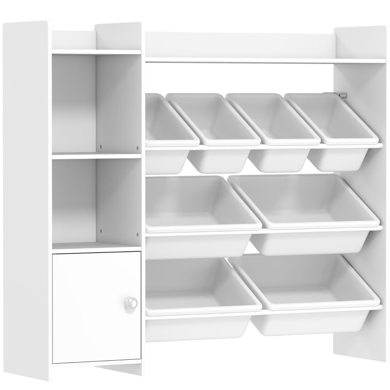 Toy Storage Unit with 8 Removable Bins and Shelves, White