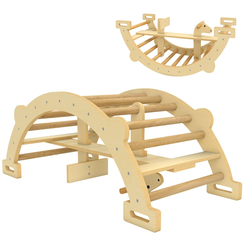 Montessori Indoor Climbing Frame 2-in-1 Arch - Natural Wood