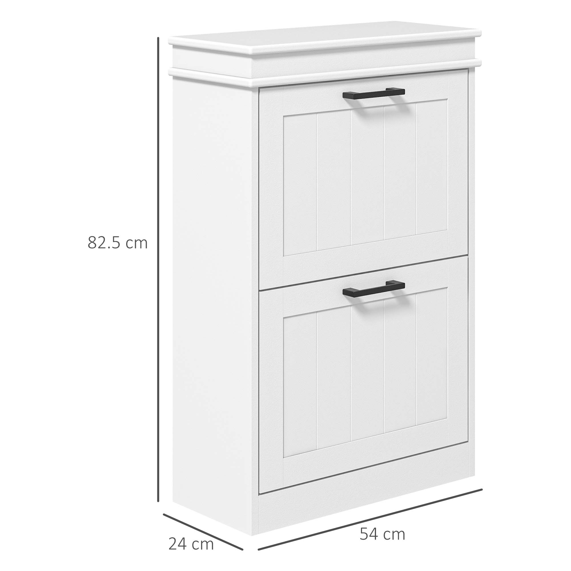 Two-Drawer Shoe Storage Cabinet, Minimalistic Holds 10 Shoes, White