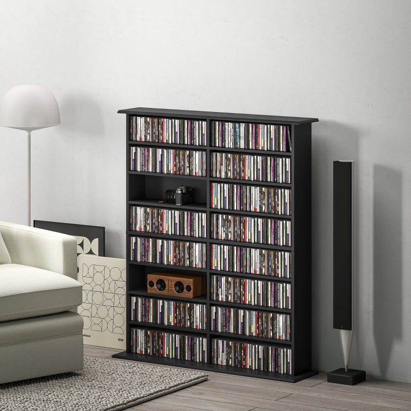 Media Shelf 16-Compartment Black