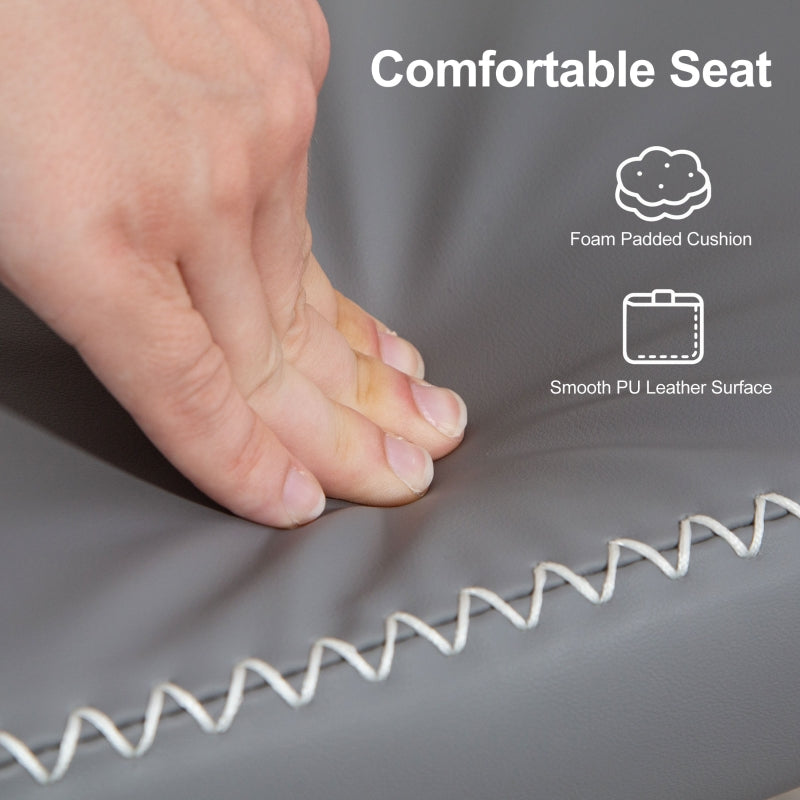 Shoe Storage Bench Entryway Organizer PU Leather Grey