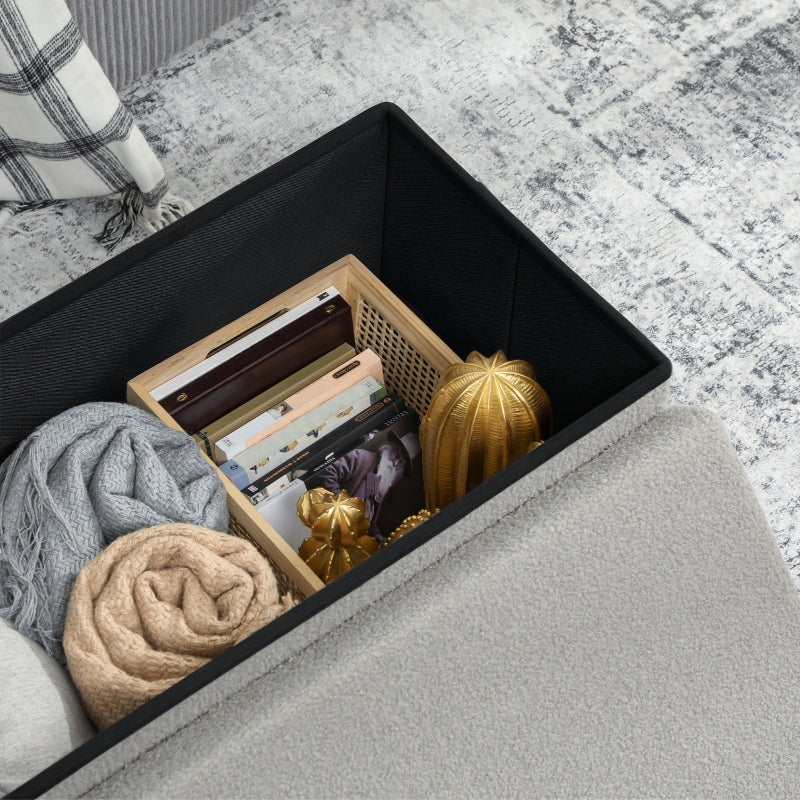 Storage Ottoman Upholstered Bench with Storage and Lid - Light Grey