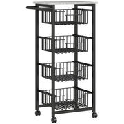 Kitchen Trolley 4-Tier Rolling with 4 Steel Baskets