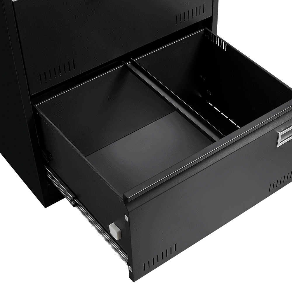 File Cabinet 2 Drawer Metal Lateral Locking Legal/Letter/A4 - Black