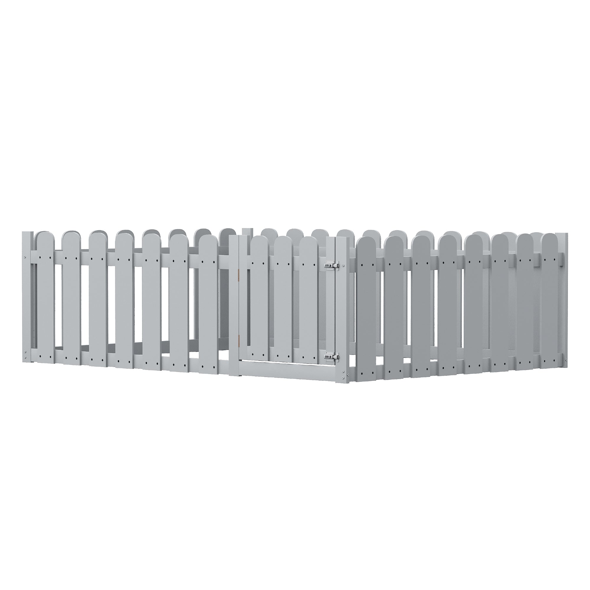 Children's bed 140x200cm wooden bed frame with border and door, grey