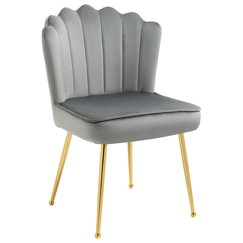 Accent Chair Shell Velvet-Feel Grey