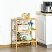 Bathroom Shelf, 3 Levels Standing Kitchen, Natural Bamboo