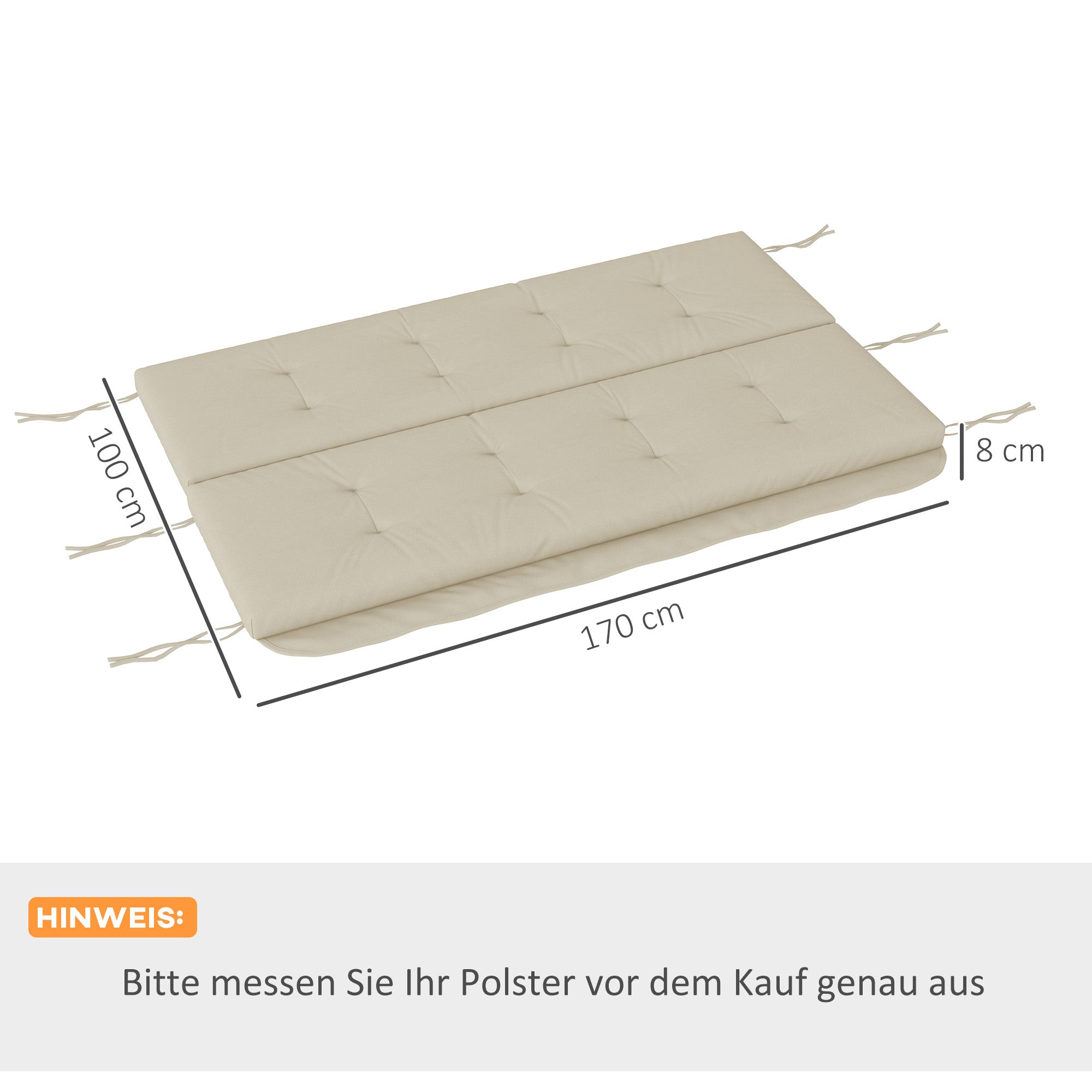 Cushion Set 170cm Hollywood Swing Chair Seat Back Side Beige