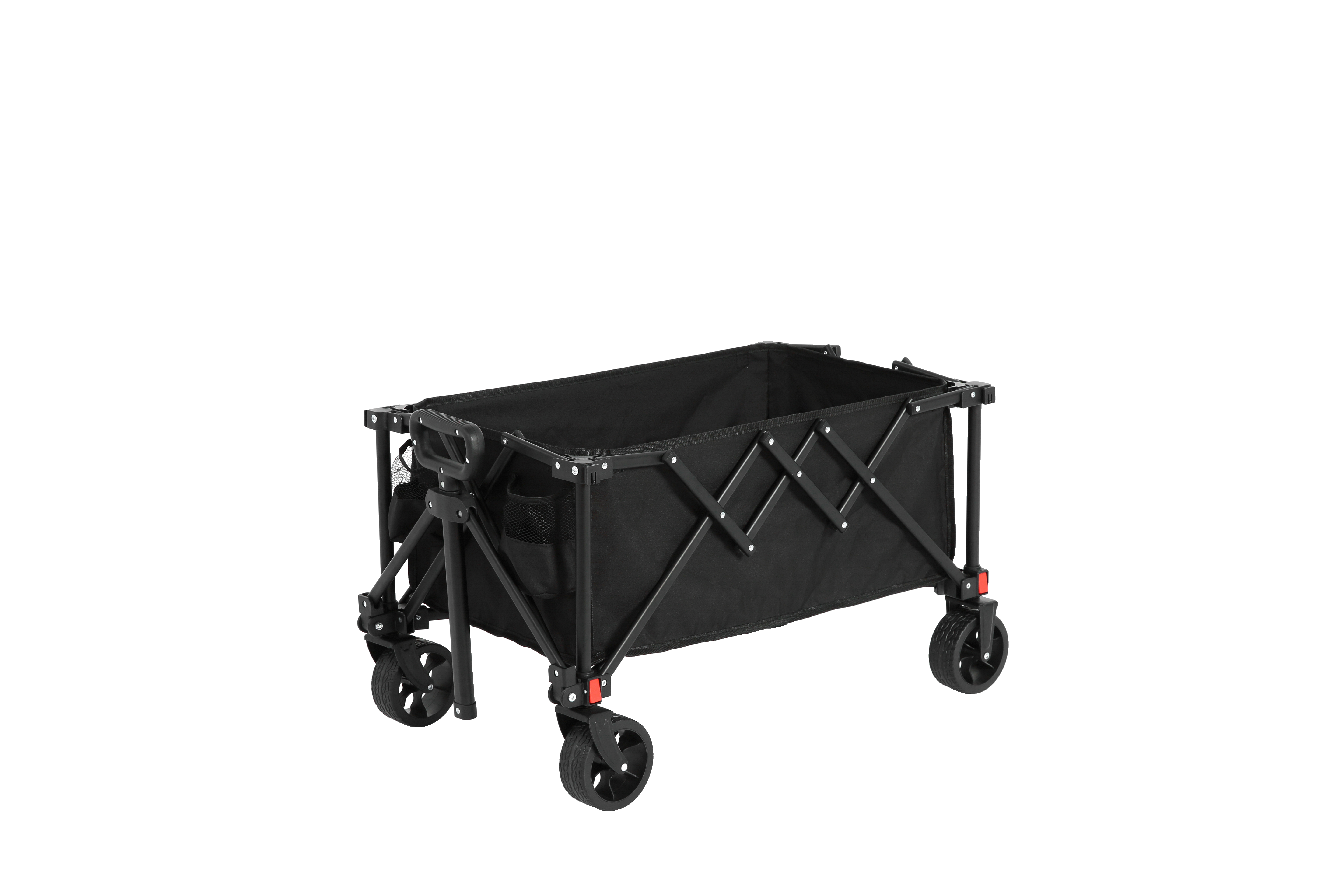 Folding Wagon Cart with All Terrain Wheels, Heavy Duty, Adjustable Handle, Black