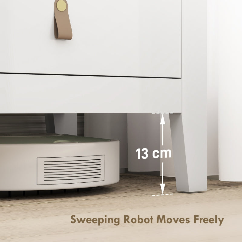 Bedroom Chest of Drawers Modern 4 Drawer Dresser PU Leather Handles White