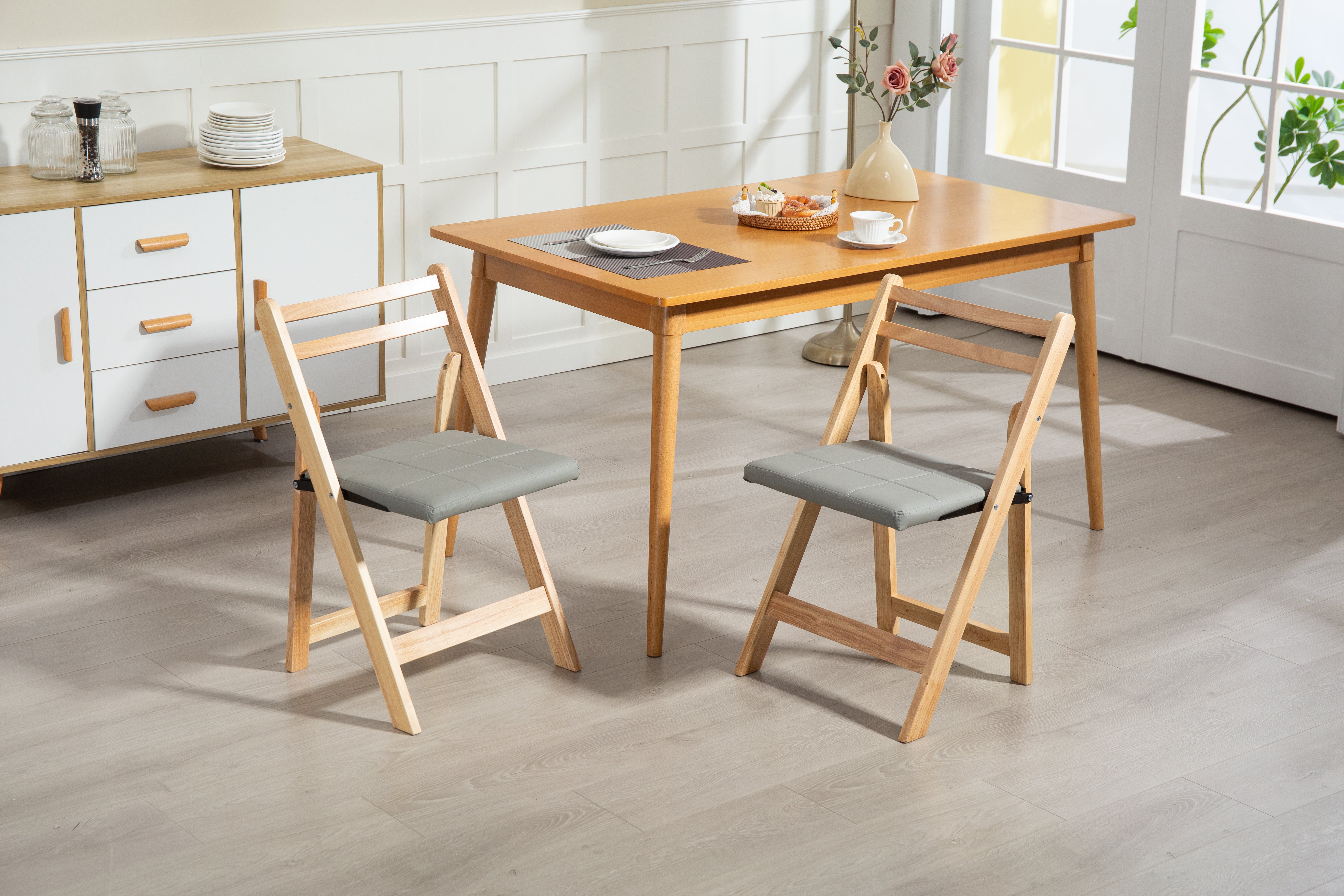 Solid Wood Folding Chair - Space-Saving, Durable & Stylish Design - Solid Wood