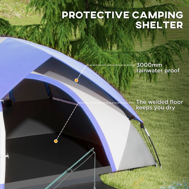 Two Man Single Room Dome Tent with Accessories, Dark Blue/Grey