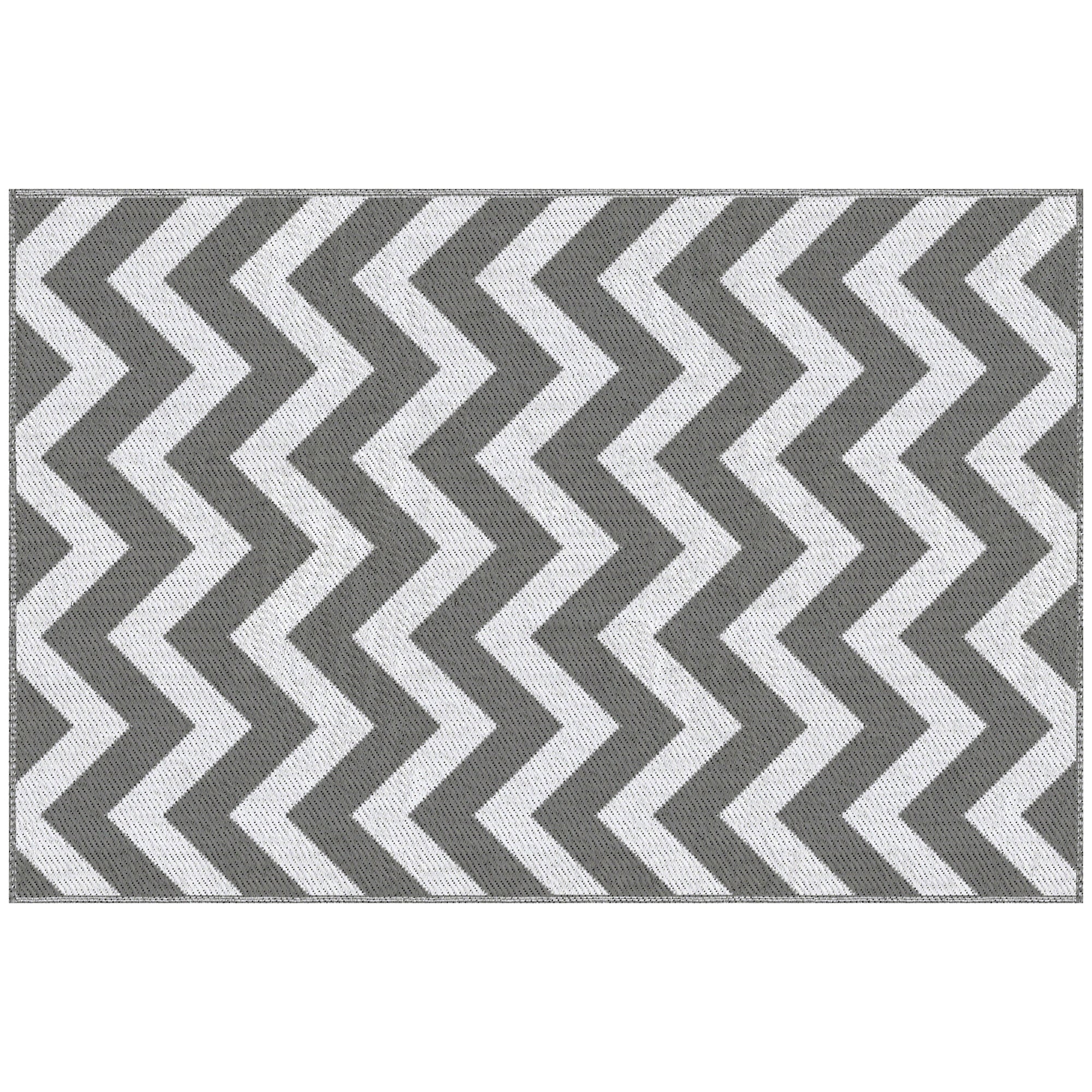 Outdoor Carpet Waterproof Plastic 121x182cm, Light Grey/White