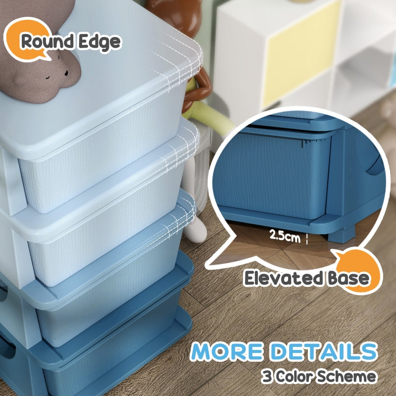 Kids Storage Boxes Four-Tier Four Drawers Blue