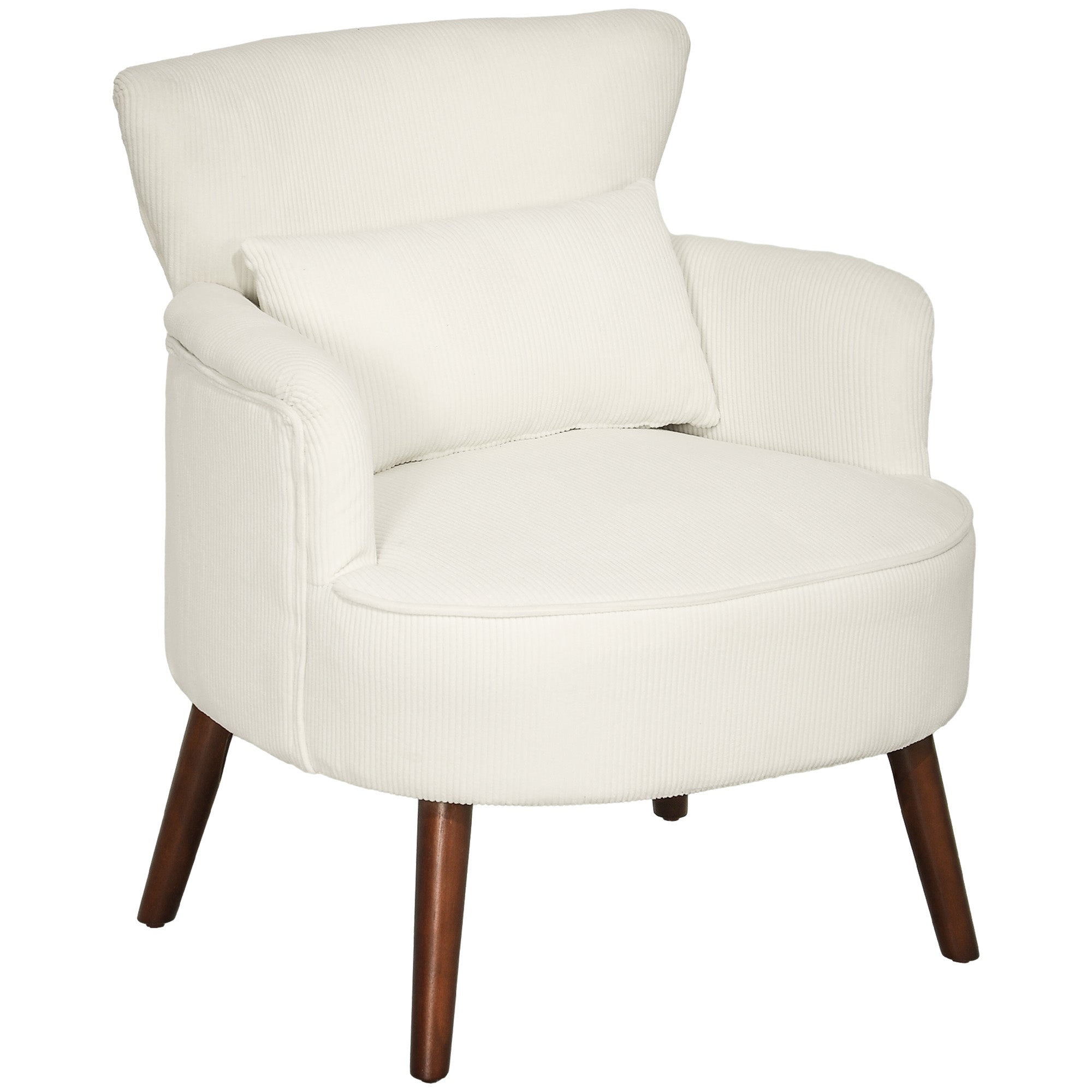 Armchair Lounge Chair Corduroy Look, Cream White