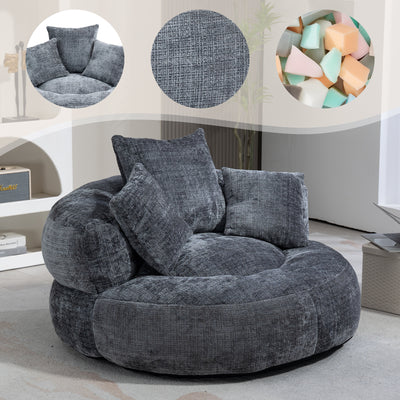 Lazy Sofa High Back Beanbag Chair Couch, Durable Comfort Indoor/Outdoor, Gray Chenille