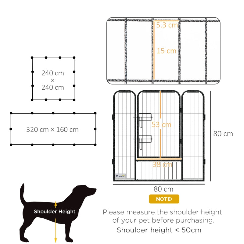 Puppy Playpen 12 Panels Heavy Duty, for Small Dogs, Indoor Outdoor Use - Silver