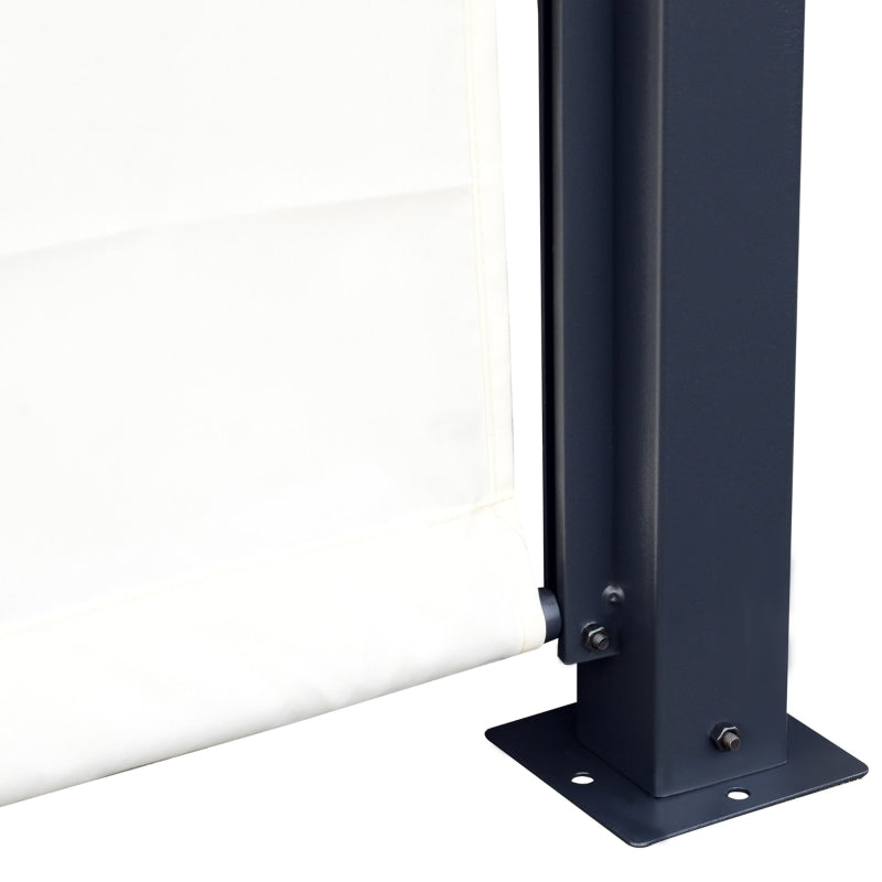 Metal Pergola Retractable Canopy 3x3m Sun Shelter Gazebo, Cream White/Black