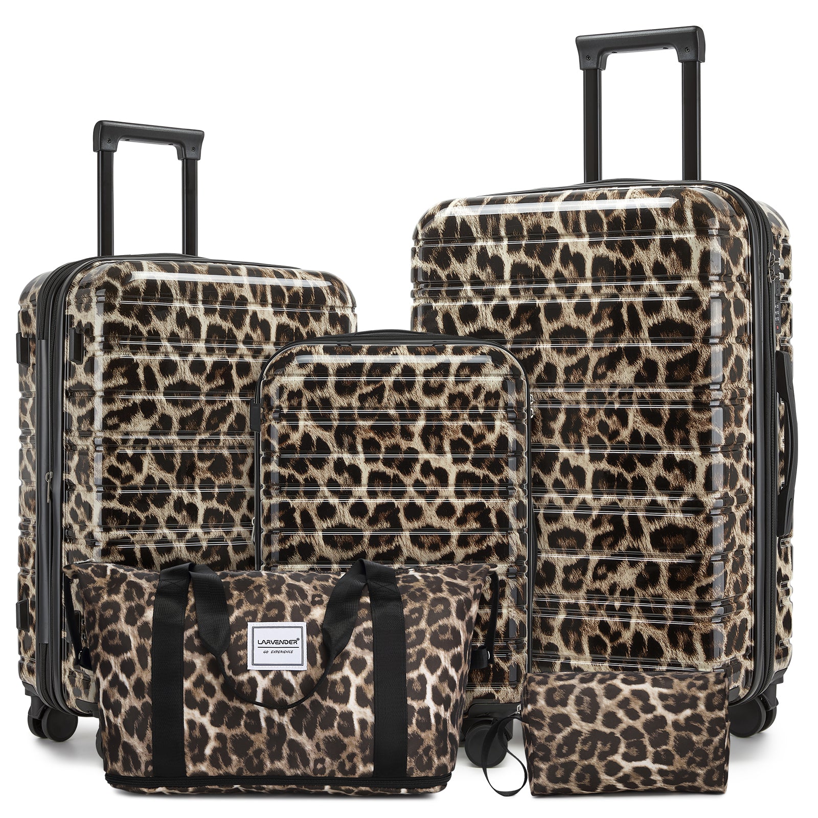 Luggage Sets 5 Piece Hardside Expandable with Spinner Wheels - Cheetah