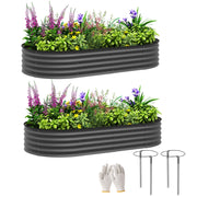 Set of Two Planters 181 x 93cm Steel Dark Grey