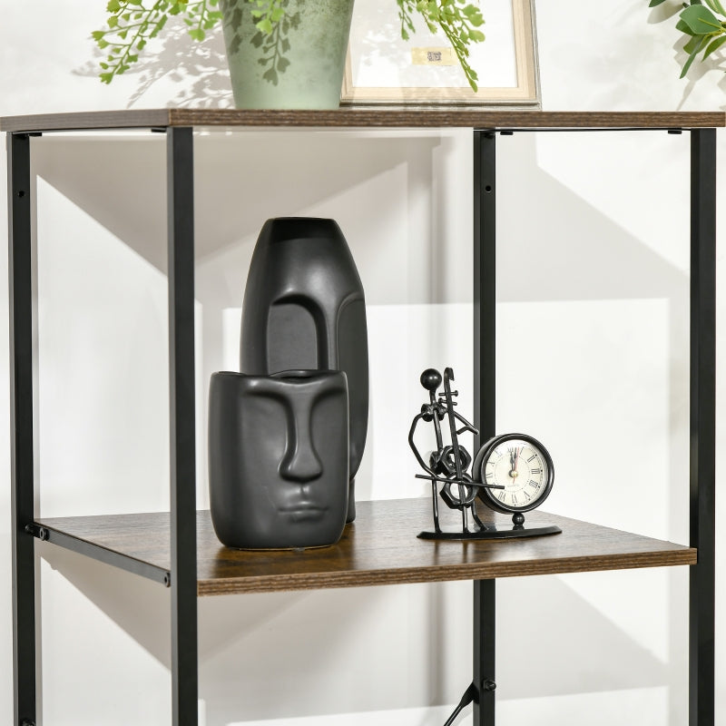 Industrial Storage Cabinet, 2 Shelves and 3 Fabric Drawers Bookshelf, Rustic Brown