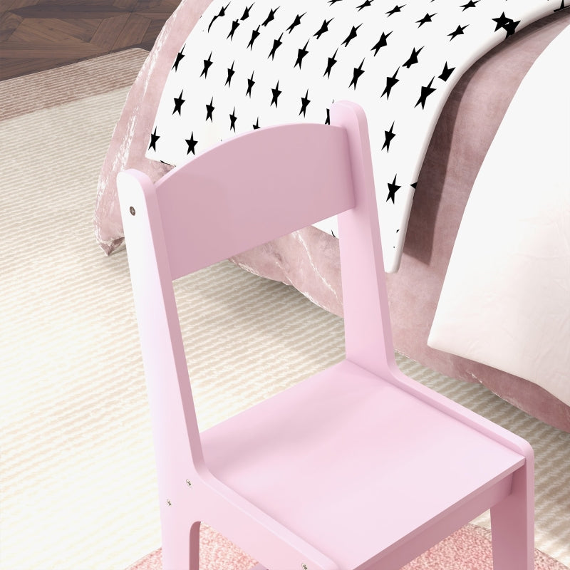 Kids Dressing Table Set, Stool Tri-Fold Mirror Drawer, Pink