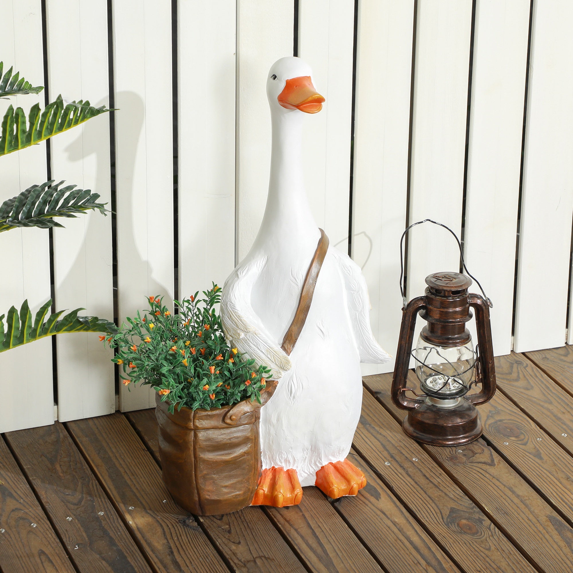 Plant Pot Swan Schoolbag Design Planter with Drainage Hole Synthetic Resin