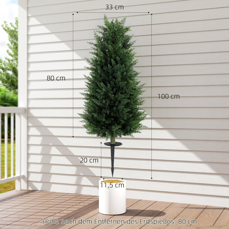 Artificial Cypress, Set of 2, 100 cm, Plastic