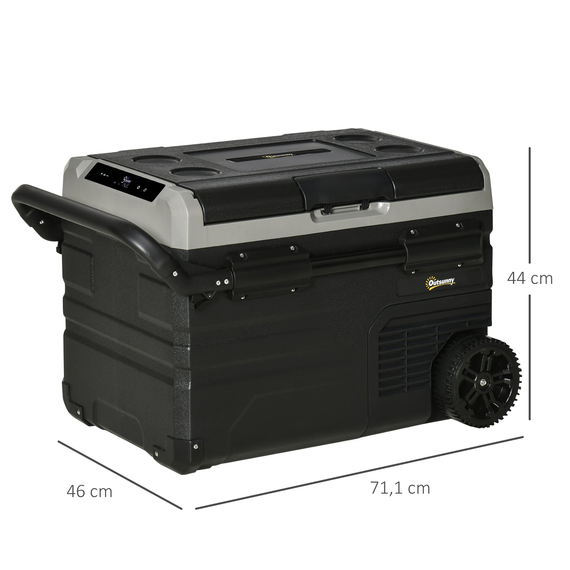 Car Cooler 40L with LED Lighting Compressor and Wheels, Grey and Black