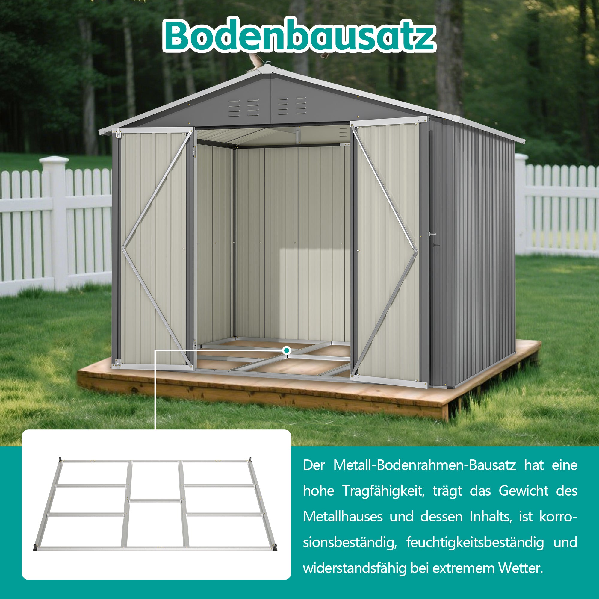 Metal Tool Shed, 8x6FT Folding Door, Anthracite Grey