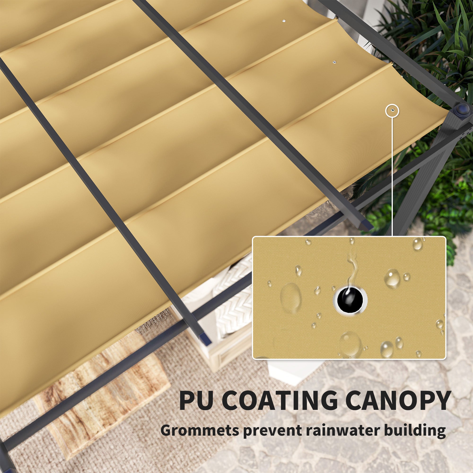 Aluminium Pergola 3x4m Retractable Roof Khaki