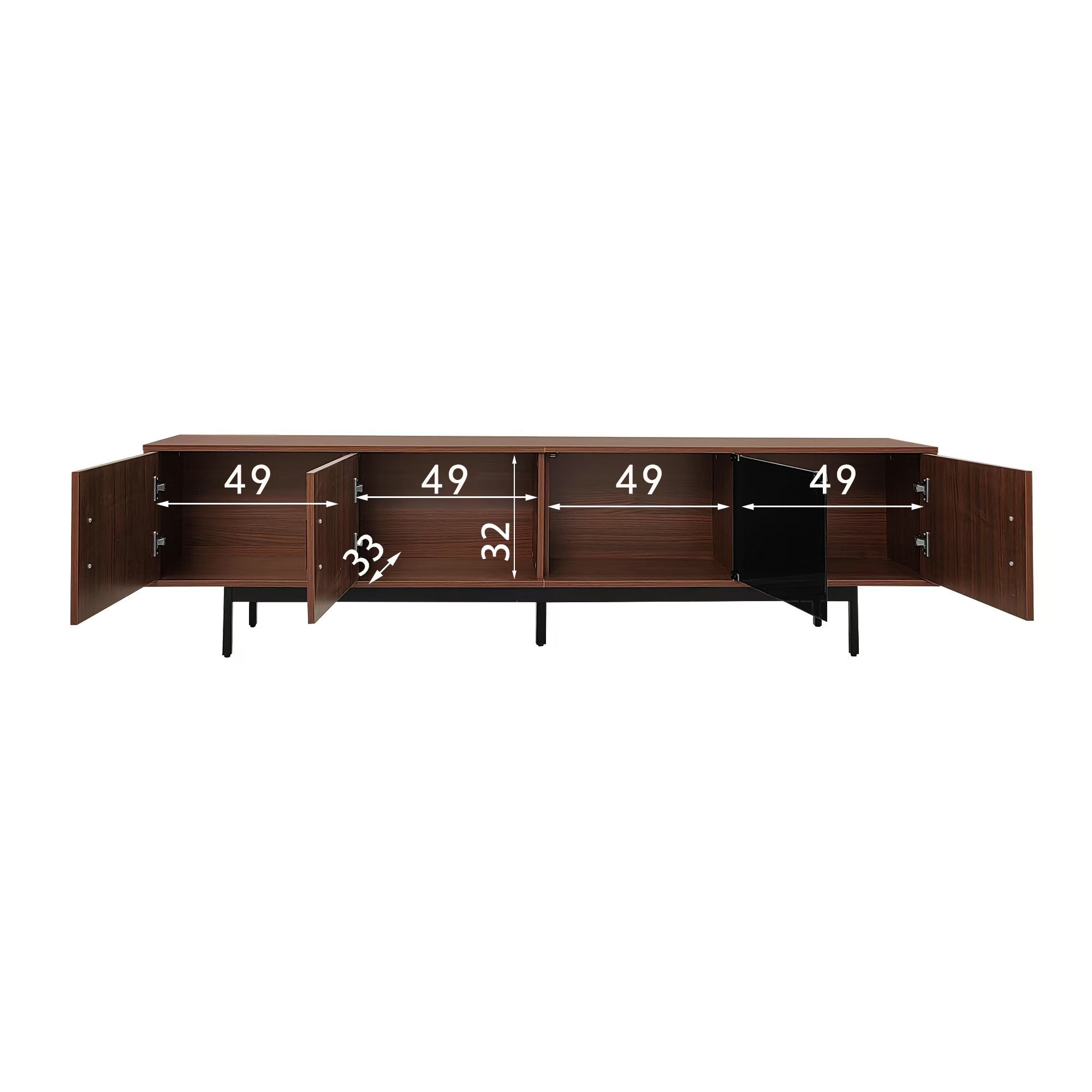 TV Cabinet, Carved Texture LED Lowboard with Tempered Glass, Black and Wood