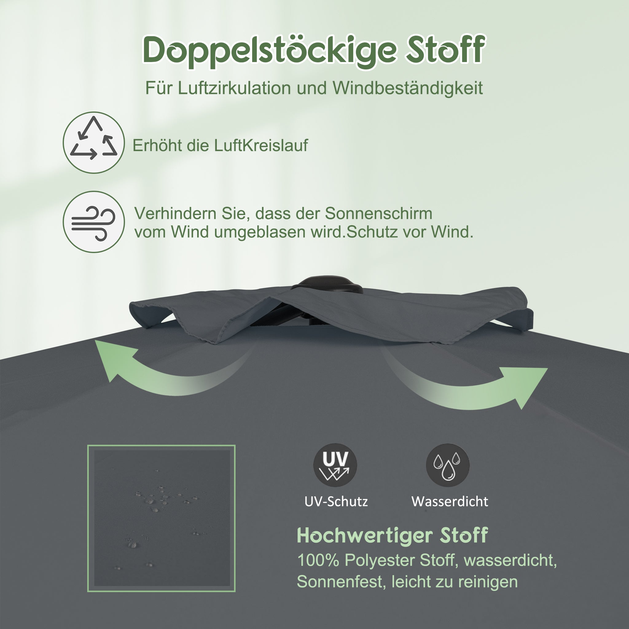 Parasol, Ø 270 cm Foldable Travel Beach Umbrella