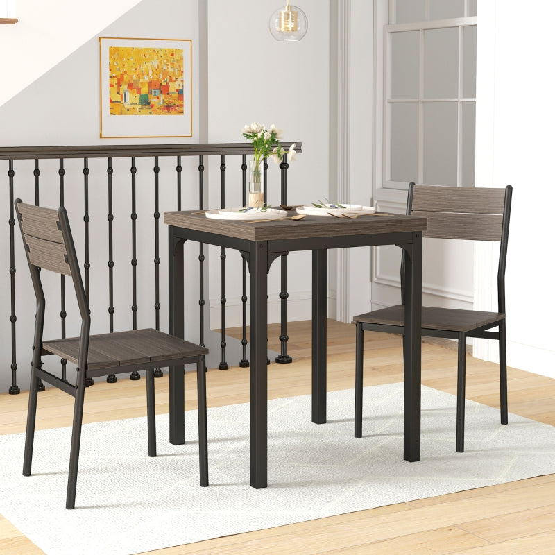 Three-Piece Dining Set Minimal Compact, Grey Wood Grain
