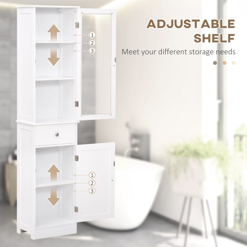 Bathroom Storage Cabinet 3-tier Shelf Drawer Door Tall Slim Side Organizer White