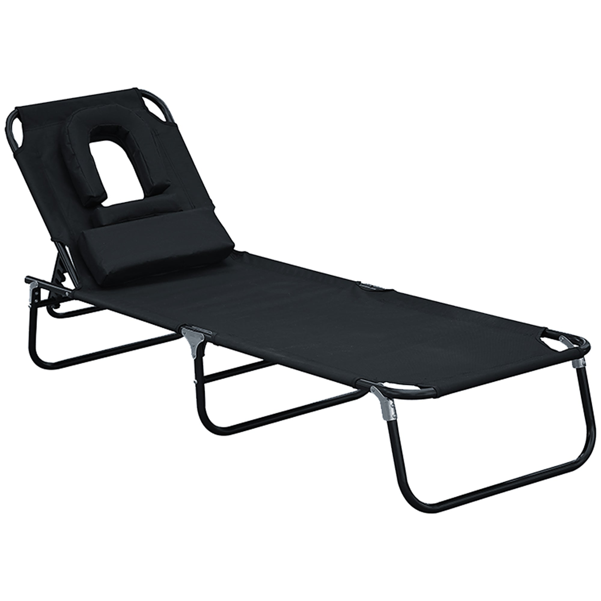 Sun Lounger Relaxation Lounger Face Opening Reading Window Three-legged, Black