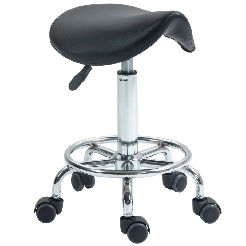 Salon Saddle Stool Rolling Chair Adjustable for Massage Beauty Clinic Black