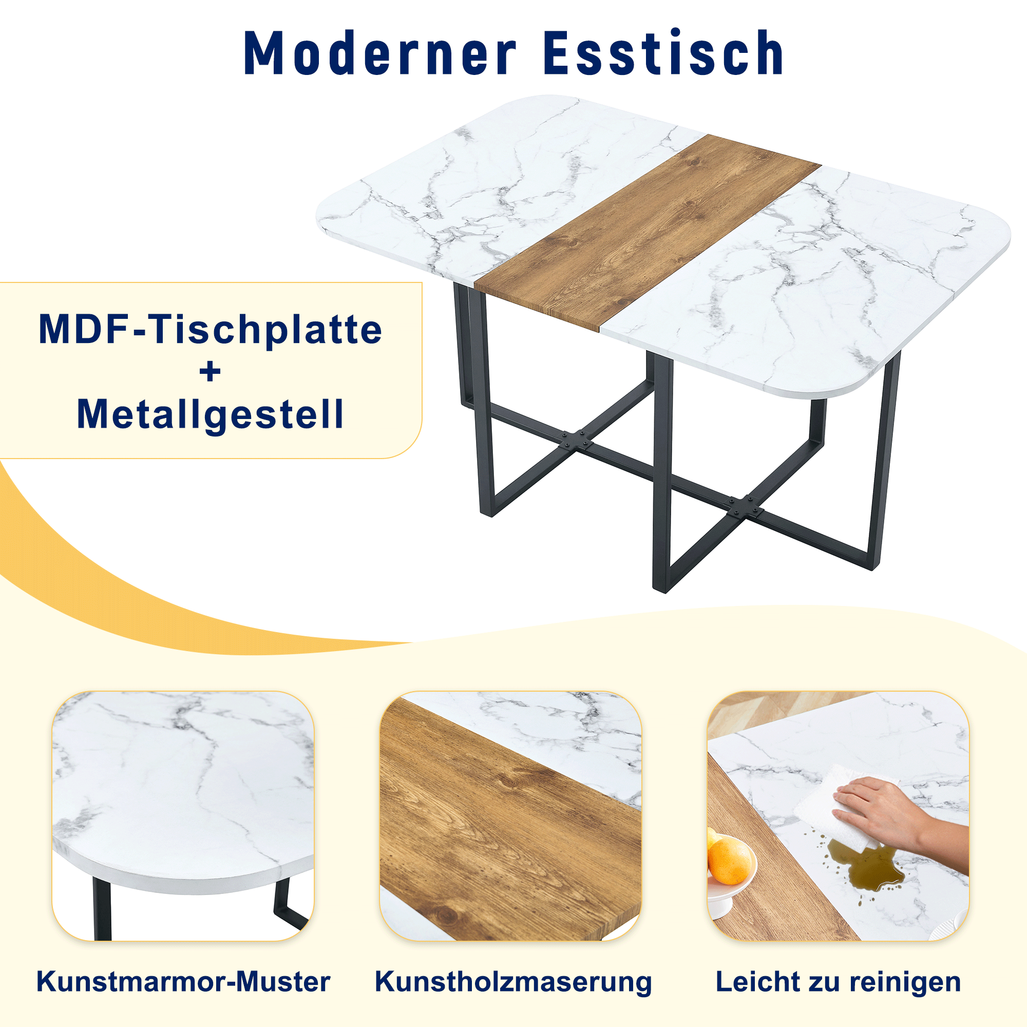 Dining Table Set Extendable Folding Table Chairs 4-6 Person White and Black