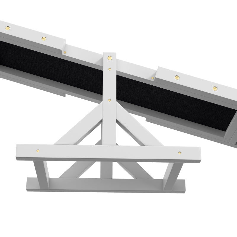 Wooden Pet Seesaw, Agility Equipment Anti-Slip Surface - White