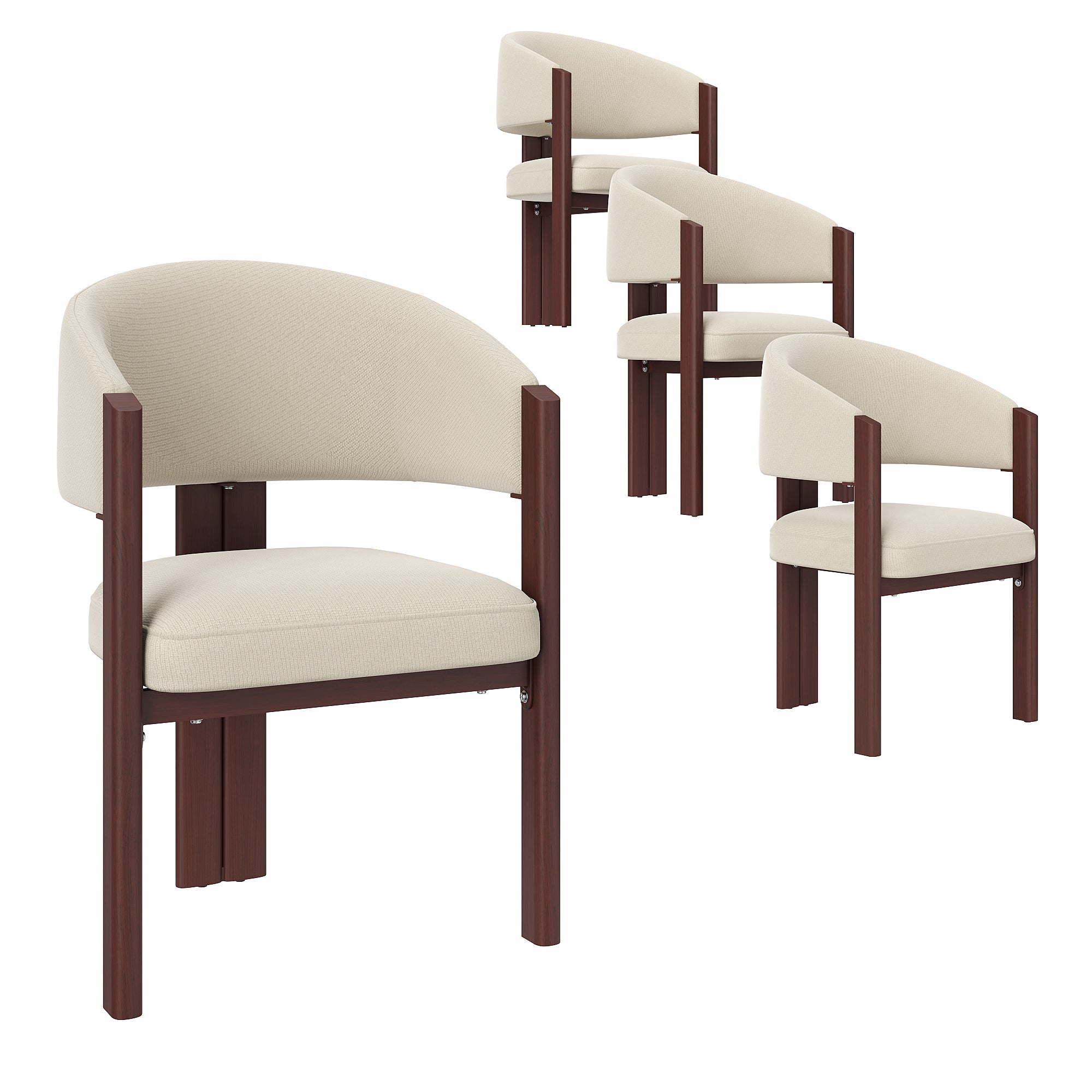 Ergonomic Dining Chairs Set of 4 with Thick Padding and Height-Adjustable Feet, Wood Look