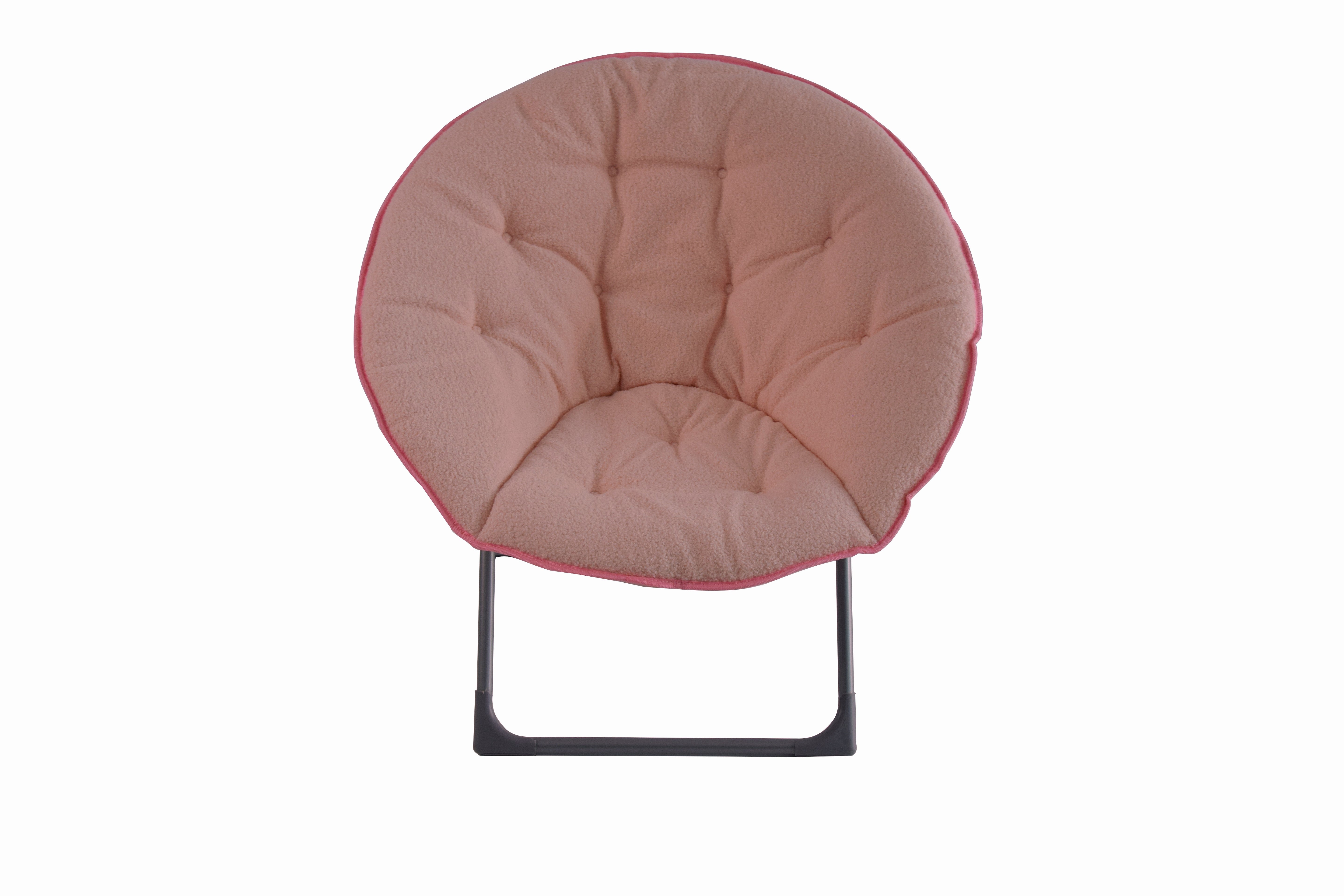 Folding Saucer/Moon Chair, Portable Soft Sheep's Wool, Pink